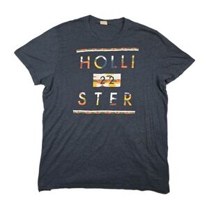 Hollister Y2K‎ Men's Size XL T-Shirt Western Aztec 22 Print Navy Blue